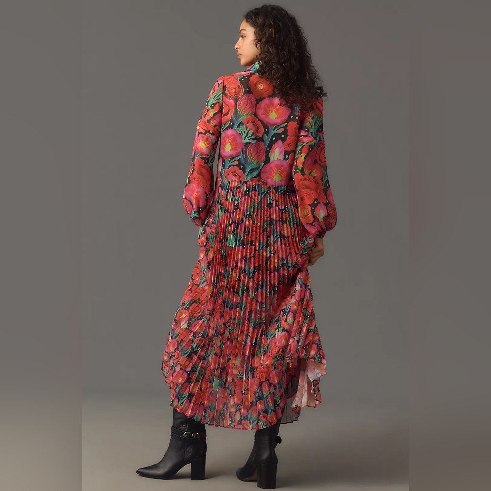 Farm Rio x Anthropologie Pleated Drop-Waist Maxi Dress